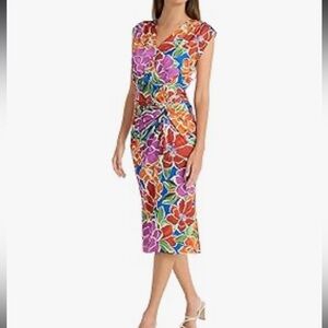 Maggy London Sleeveless Midi Floral Dress Women's Vibrant Floral NWT Size 8